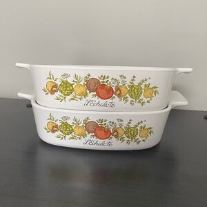 Vintage Set of 2 Corning Ware Spice Of Life L’Echalote 1 Quart Casserole Dishes